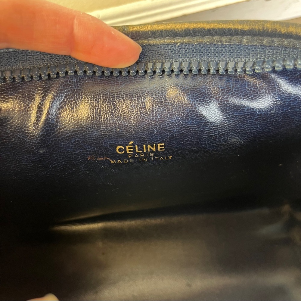 Vintage Celine Navy Macadam Toiletry Bag COA Horse Carriage Old Money Luxury - Picture 7 of 13